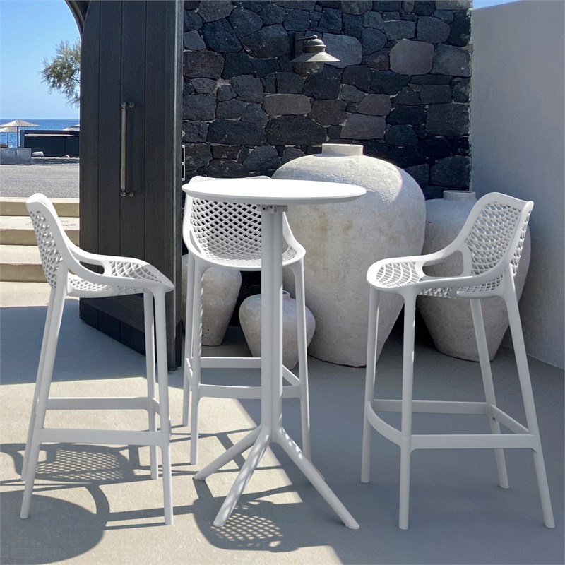 Compamia Sky 24 inch Round Folding Bar Table in White finish