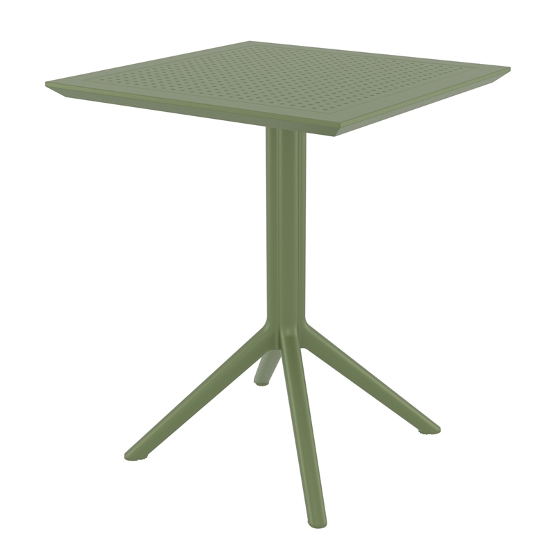 Lucy 3 Piece Outdoor Bistro Set with 24 inch Table Top in Olive Green