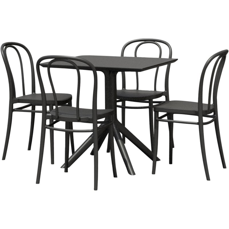 Compamia Victor Patio Dining Set with 4 Chairs Black