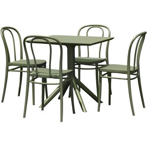 Compamia Victor Patio Dining Set with 4 Chairs in Olive Green