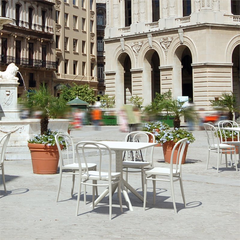 Compamia Victor Patio Dining Set with 4 Chairs in White