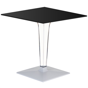 compamia ice 24 inch square hpl top dining table with transparent base