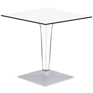 Compamia Ice 24 inch HPL Top Square Dining Table with Transparent Base in White