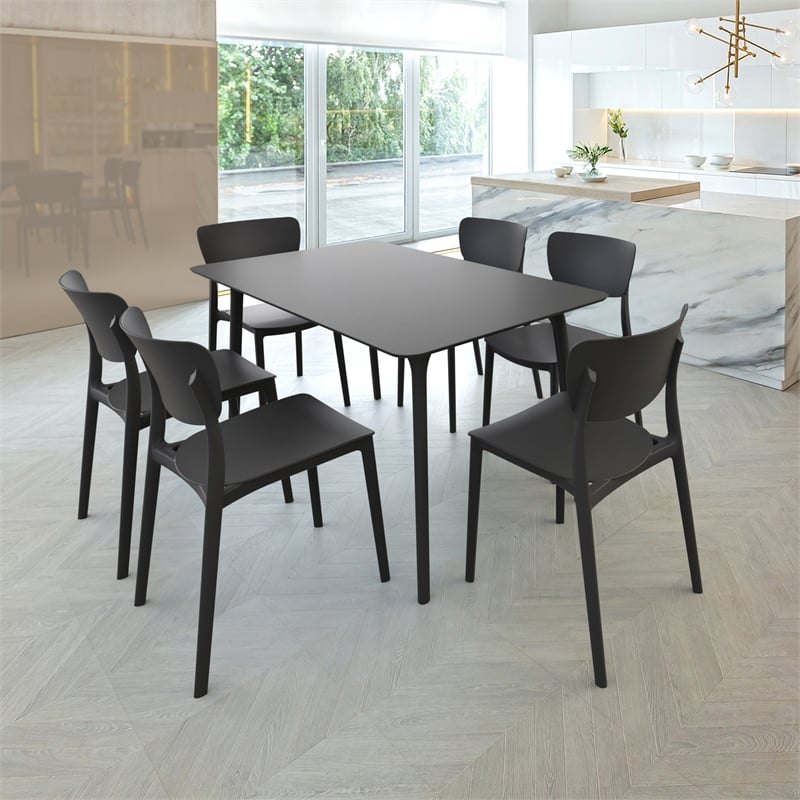 Compamia Maya 55 inch Rectangle Table in Black finish