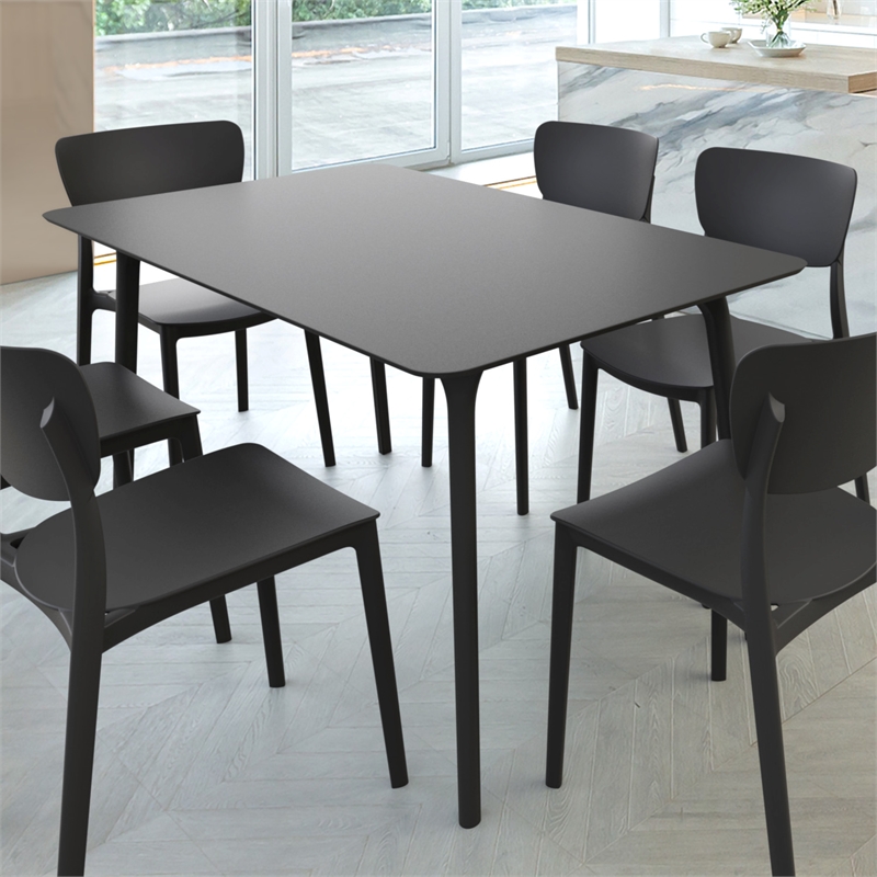 Compamia Maya 55 inch Rectangle Table in Black finish