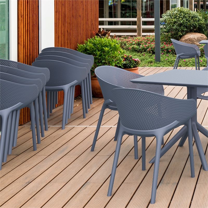 Compamia Sky Pro Stacking Dining Chair in Gray finish