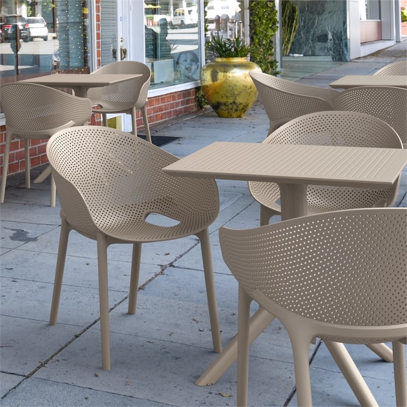 Compamia Sky Pro Stacking Dining Chair in Taupe finish
