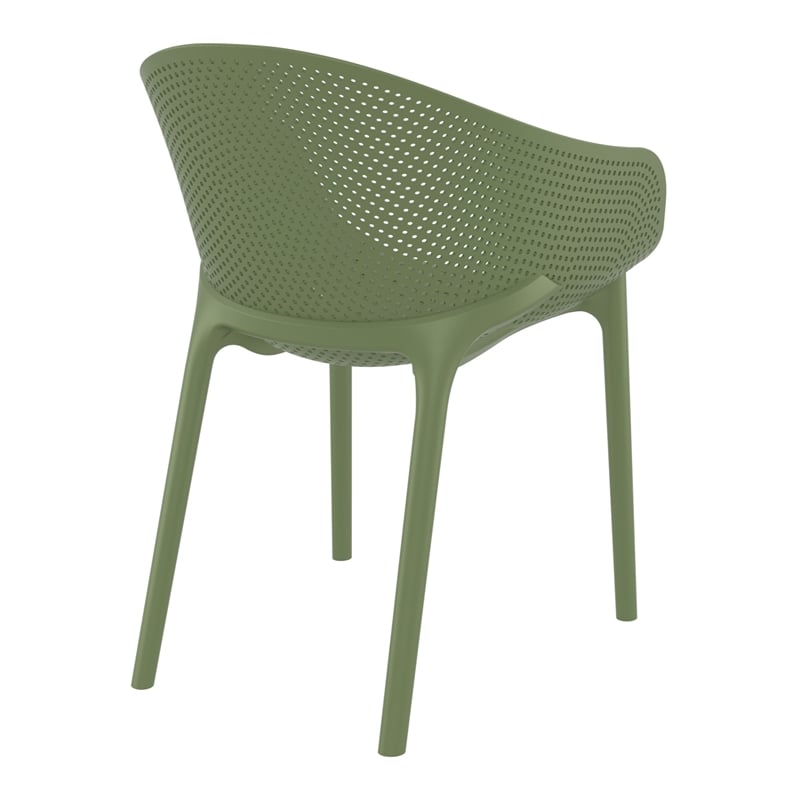 Compamia Sky Pro Stacking Dining Chair in Olive Green finish