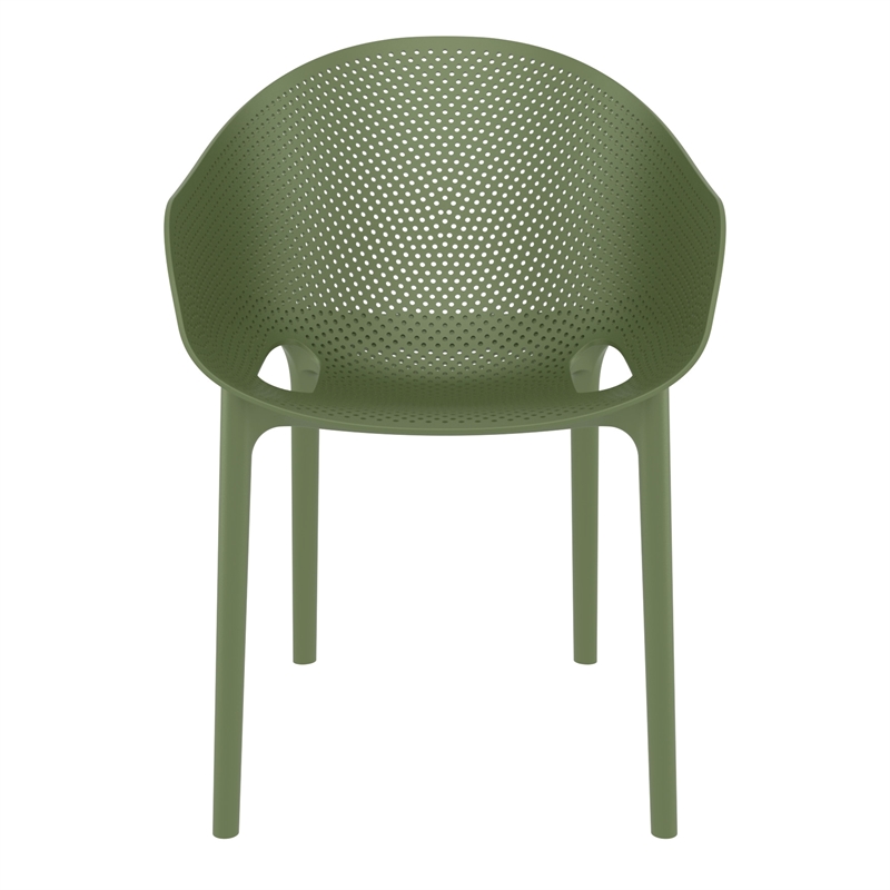 Compamia Sky Pro Stacking Dining Chair in Olive Green finish