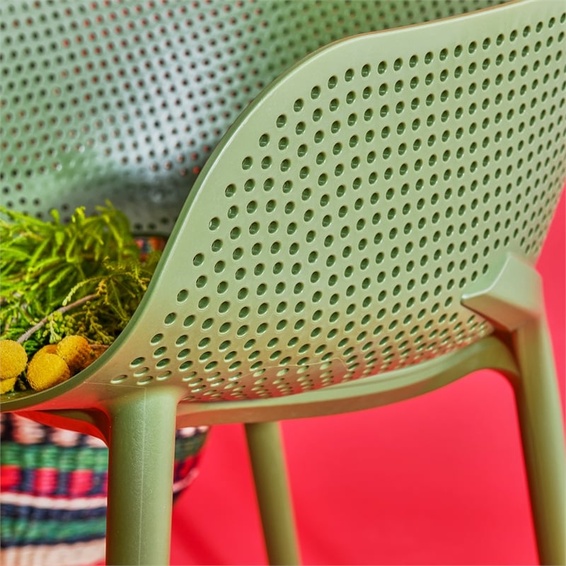 Compamia Sky Pro Stacking Dining Chair in Olive Green finish