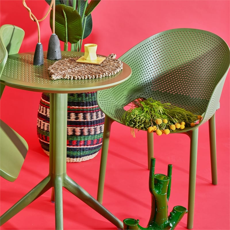 Compamia Sky Pro Stacking Dining Chair in Olive Green finish