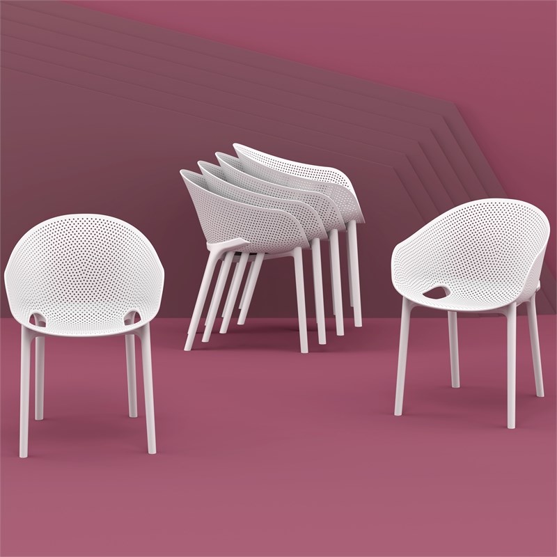 Compamia Sky Pro Stacking Dining Chair in White finish