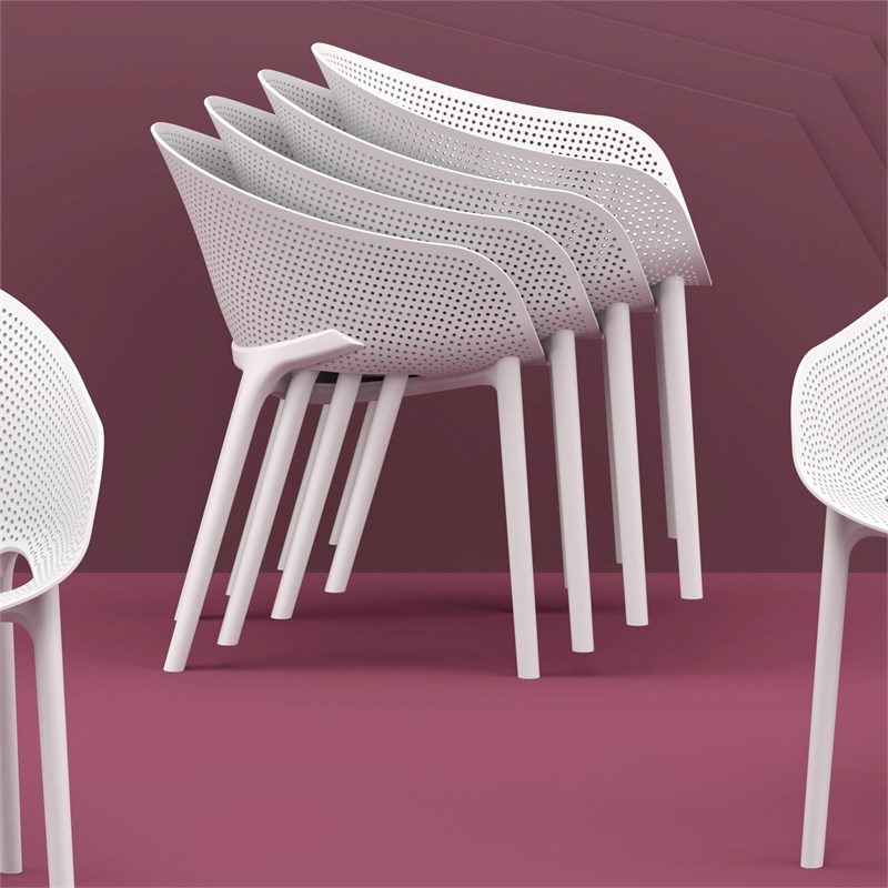 Compamia Sky Pro Stacking Dining Chair in White finish