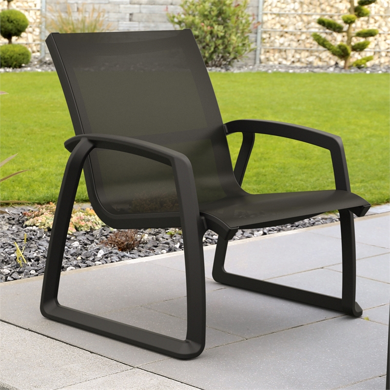 Compamia Pacific Club Arm Chair Black Frame Black Sling