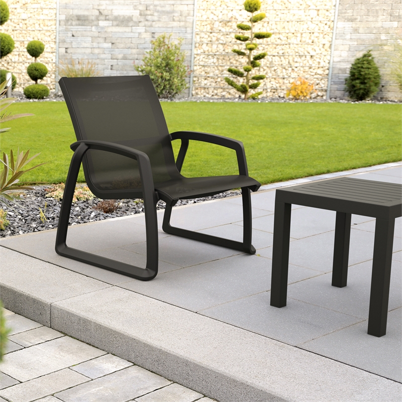 Compamia Pacific Club Arm Chair Black Frame Black Sling