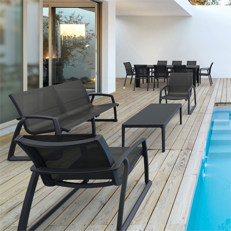 Compamia Pacific Club Arm Chair Black Frame Black Sling