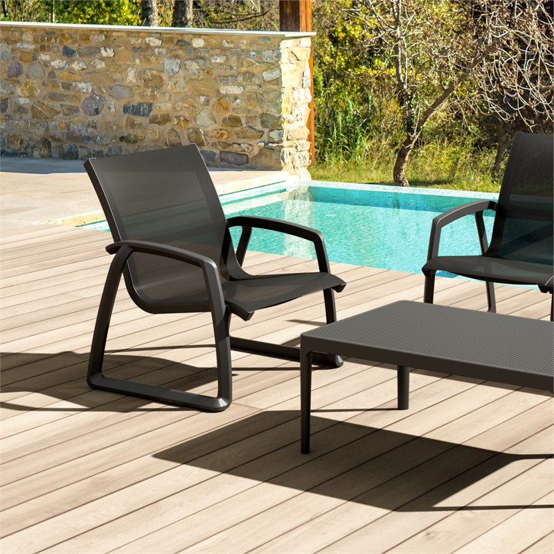 Compamia Pacific Club Arm Chair Black Frame Black Sling