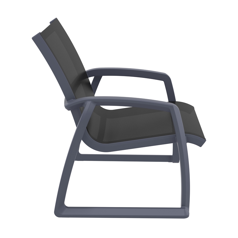 Compamia Pacific Club Arm Chair Dark Gray Frame Black Sling