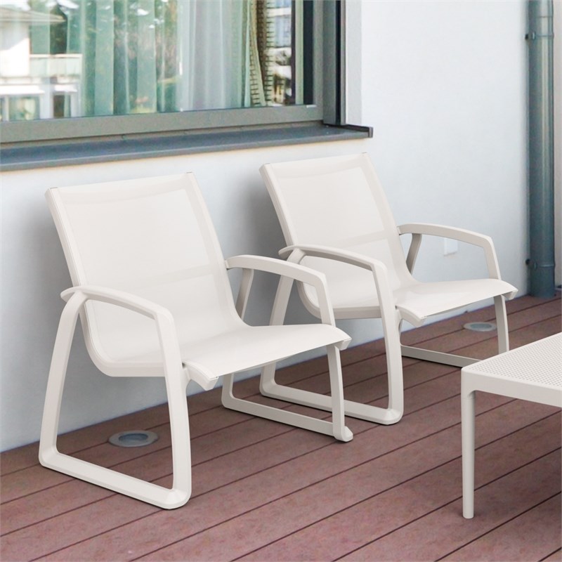 Compamia Pacific Club Arm Chair White Frame White Sling