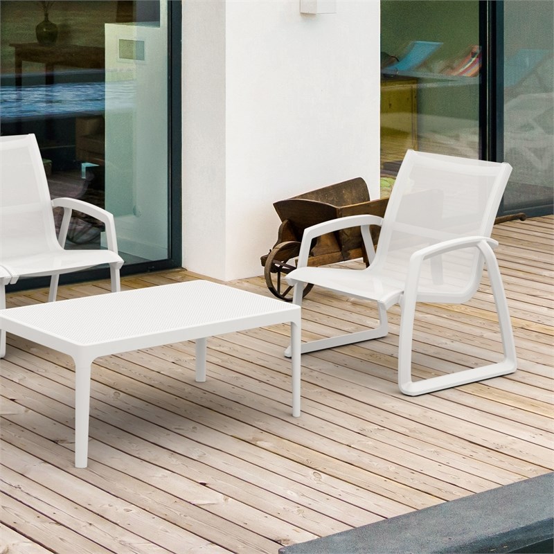 Compamia Pacific Club Arm Chair White Frame White Sling