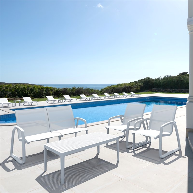 Compamia Pacific Club Arm Chair White Frame White Sling