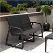 Compamia Pacific LoveSeat with Arms Black Frame Black Sling