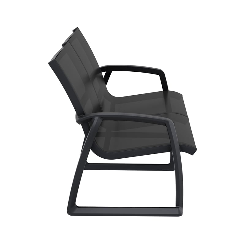 Compamia Pacific LoveSeat with Arms Black Frame Black Sling