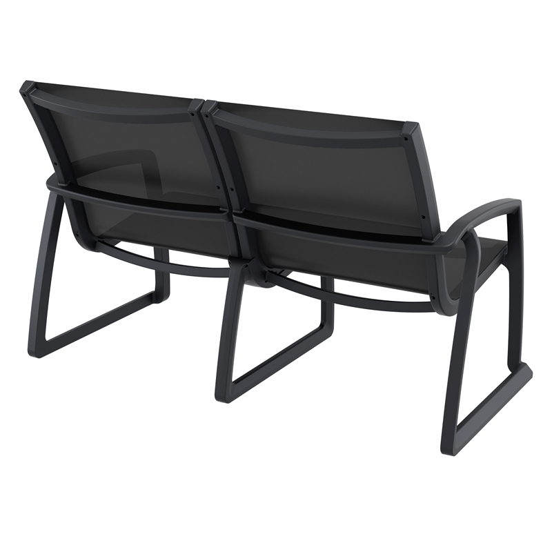 Compamia Pacific LoveSeat with Arms Black Frame Black Sling