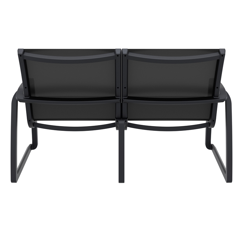 Compamia Pacific LoveSeat with Arms Black Frame Black Sling