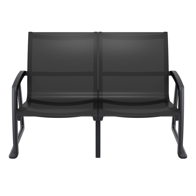 Compamia Pacific LoveSeat with Arms Black Frame Black Sling