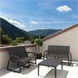 Compamia Pacific LoveSeat with Arms Black Frame Black Sling