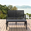 Compamia Pacific LoveSeat with Arms Black Frame Black Sling