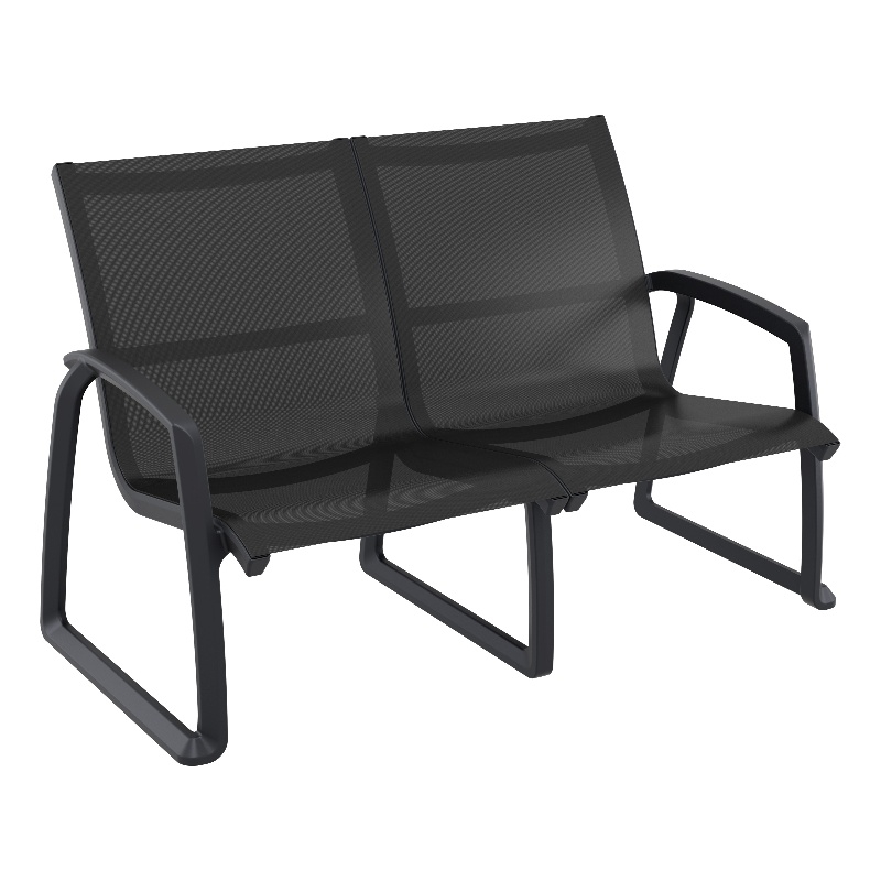 Compamia Pacific LoveSeat with Arms Black Frame Black Sling