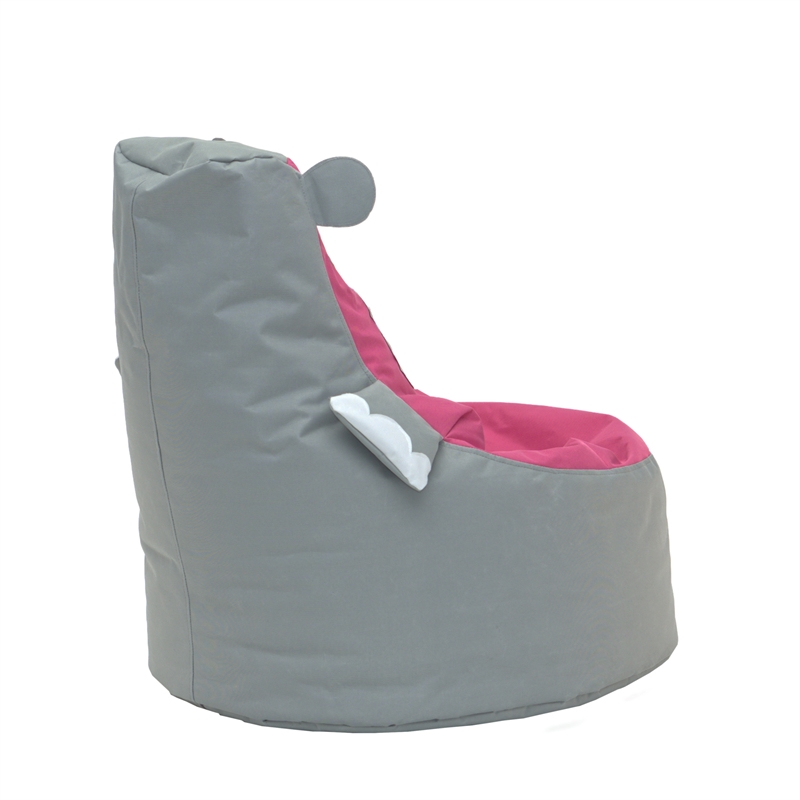 Gray and Pink Hippo Kids Bean Bag Chair