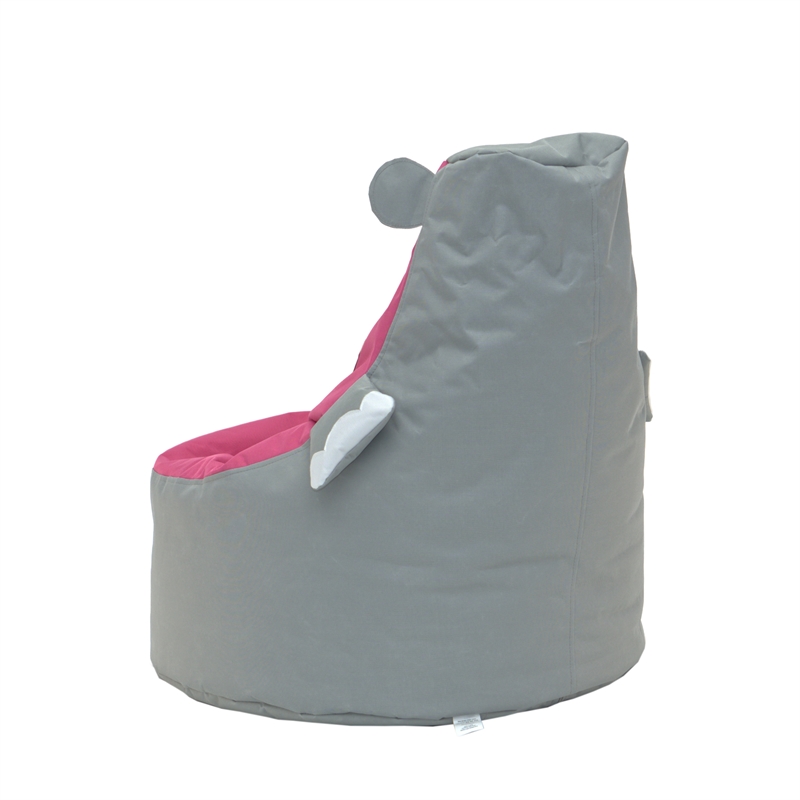 Gray and Pink Hippo Kids Bean Bag Chair