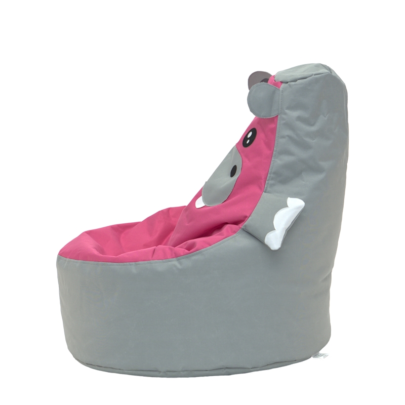 Gray and Pink Hippo Kids Bean Bag Chair