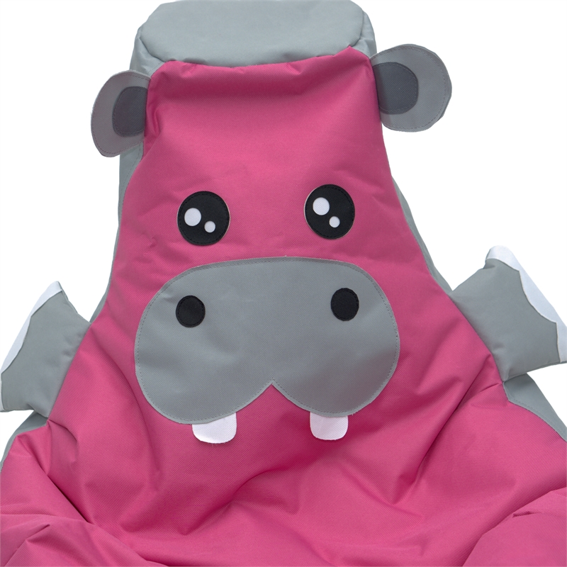 Gray and Pink Hippo Kids Bean Bag Chair
