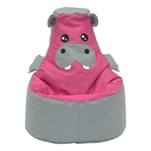 gray and pink hippo kids bean bag chair