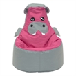 Gray and Pink Hippo Kids Bean Bag Chair