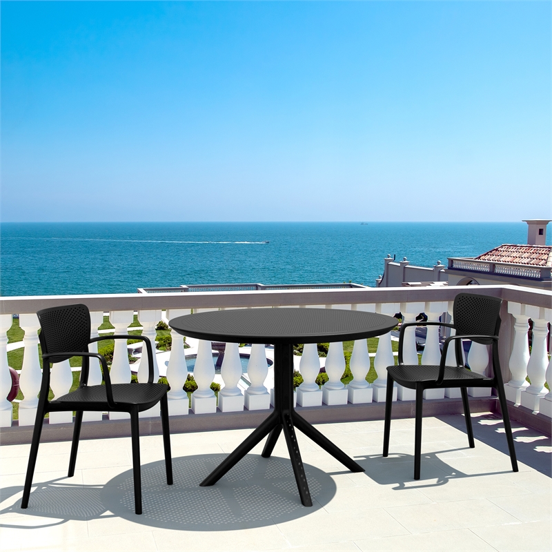 Compamia Sky Round Dining Table 42 inch Black