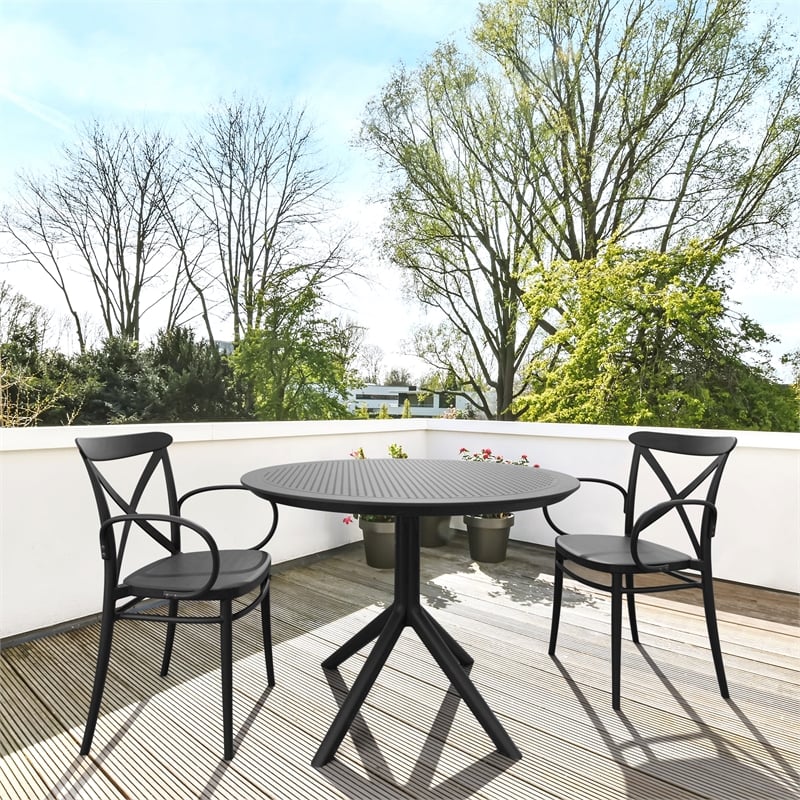 Compamia Sky Round Dining Table 42 inch Black