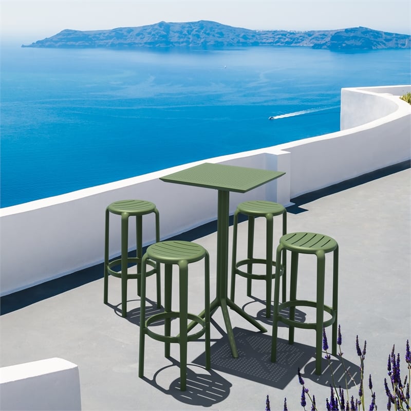 Compamia Tom Resin Bar Stool Olive Green