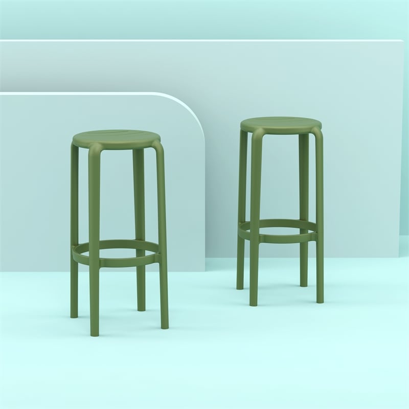 Compamia Tom Resin Bar Stool Olive Green