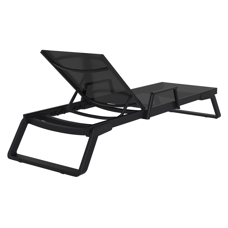 Tropic Arm Sling Chaise Lounge Black Frame Black Sling