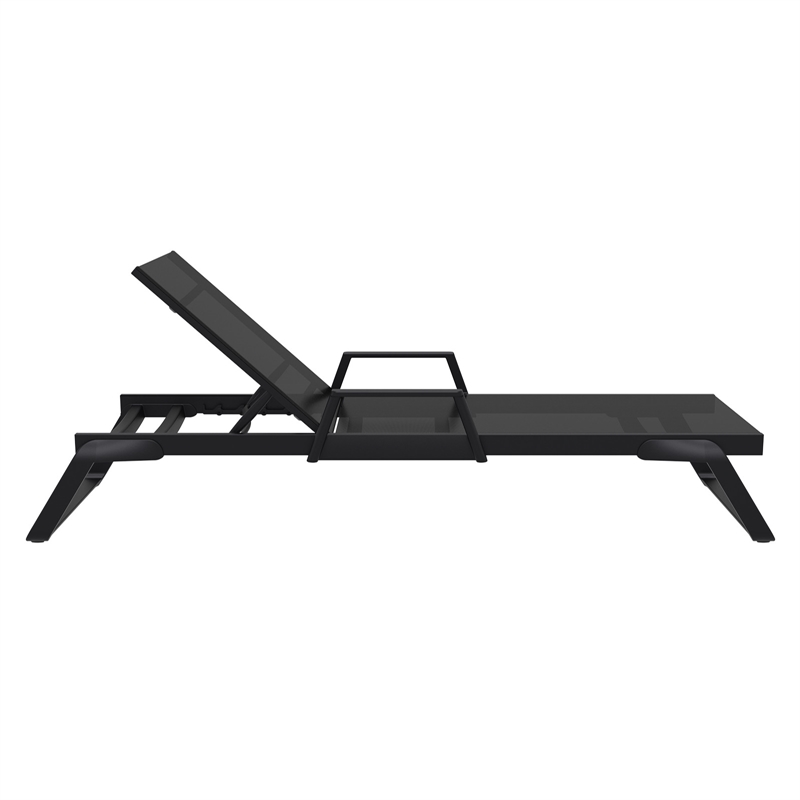 Tropic Arm Sling Chaise Lounge Black Frame Black Sling