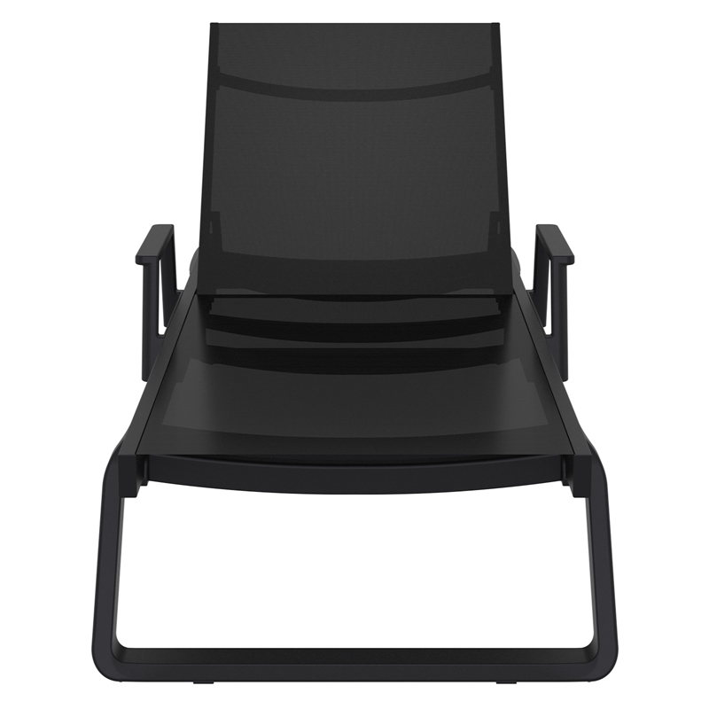 Tropic Arm Sling Chaise Lounge Black Frame Black Sling