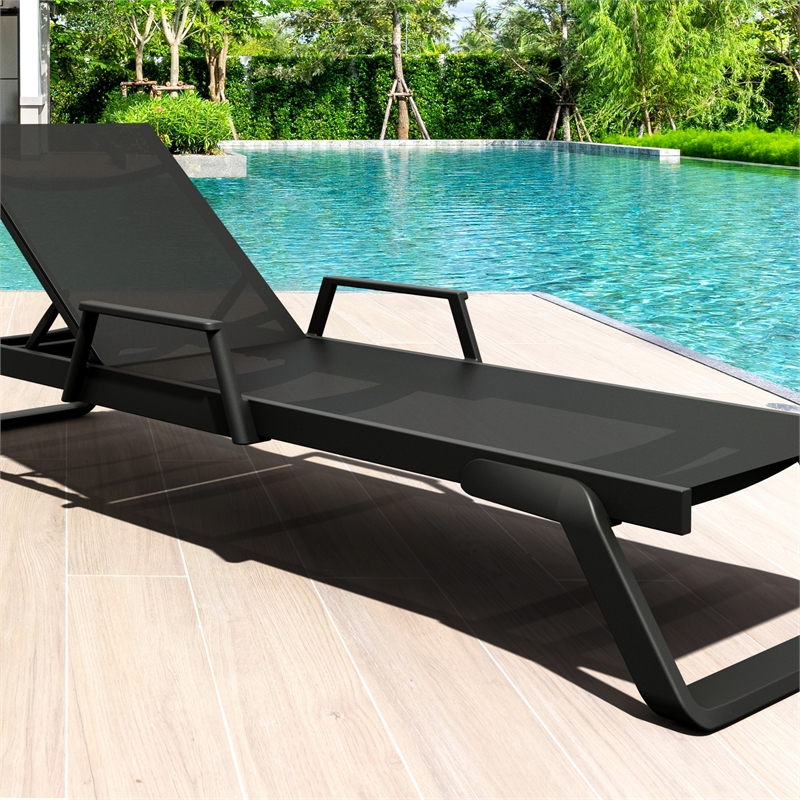 Tropic Arm Sling Chaise Lounge Black Frame Black Sling