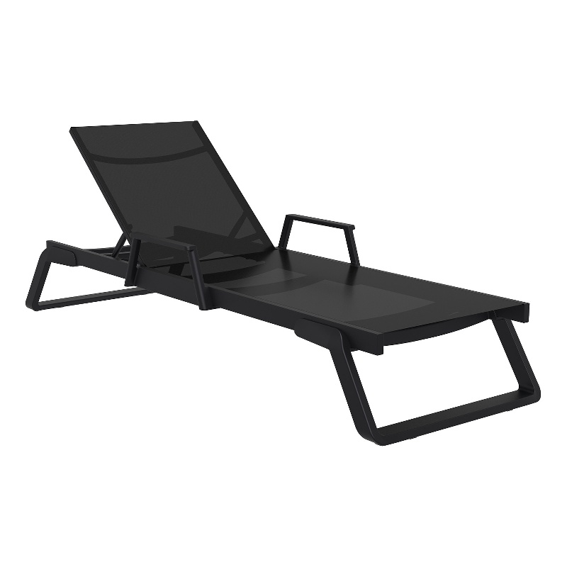 Tropic Arm Sling Chaise Lounge Black Frame Black Sling