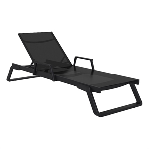 Tropic Arm Sling Chaise Lounge Black Frame Black Sling