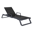 Compamia Tropic Arm Sling Chaise Lounge Dark Gray Frame Black Sling